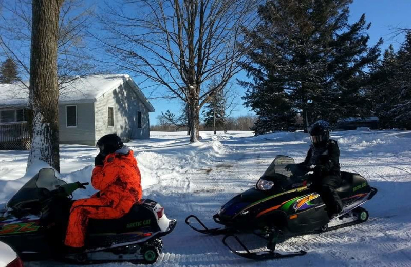 Snowmobiling at Rusty Moose Resort.