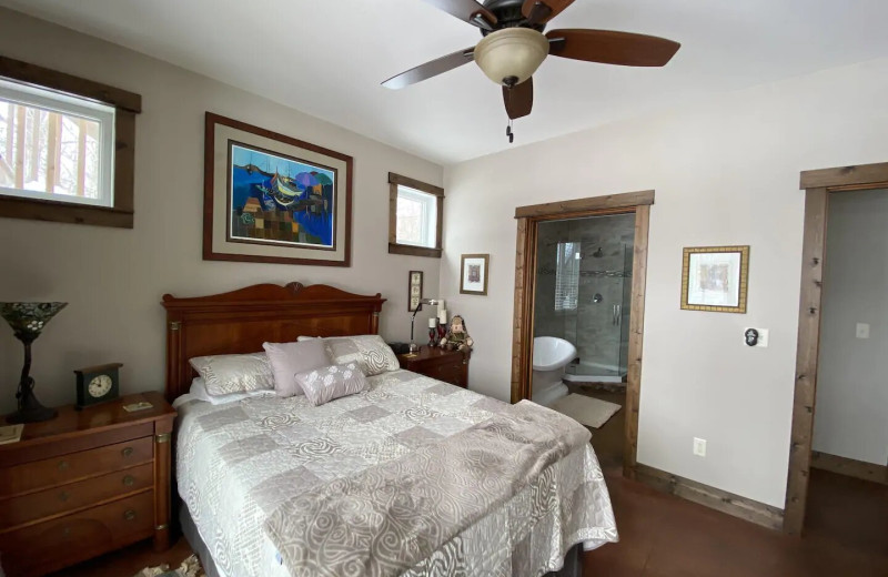 Rental bedroom at Lakes Area Rentals.