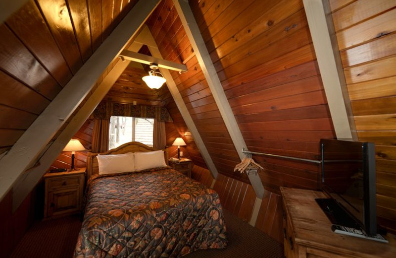 Guest bedroom at Douglas Fir Resort & Chalets.