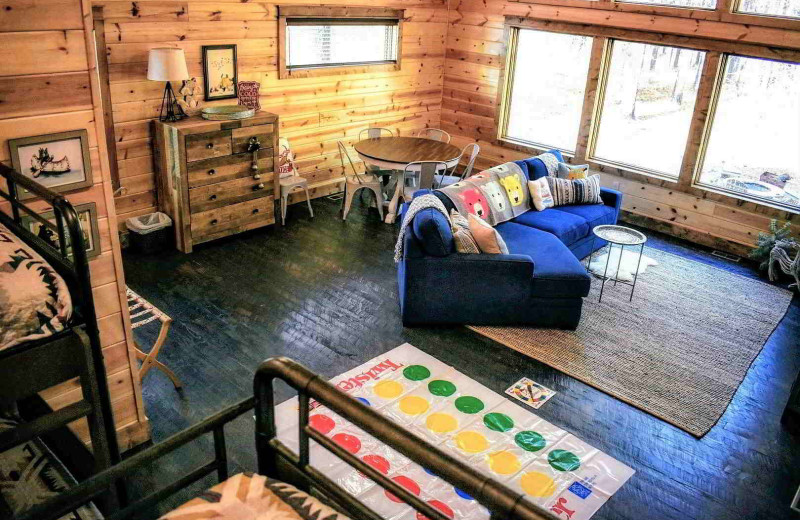 Rental bedroom at White Glove Luxury Cabins.