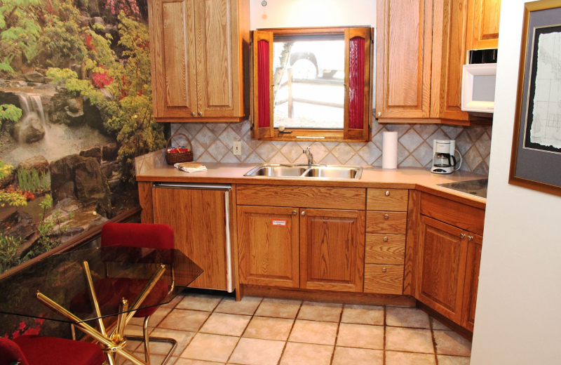 Suite kitchen at Sunnyside Knoll Resort.