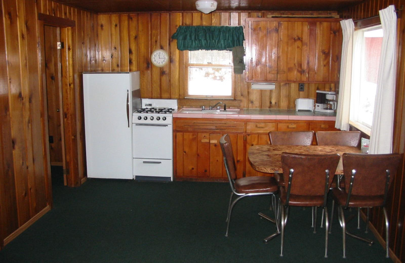 Cabin kitchen at The West Shore Resort.