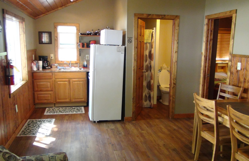 Cabin kitchen at Moonlight Bay Resort.