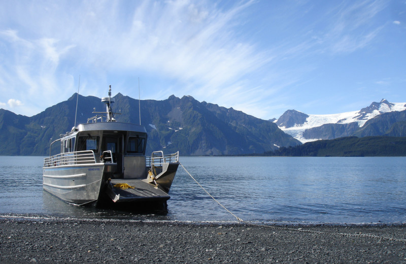 Boat at Kenai Fjords Glacier Lodge.