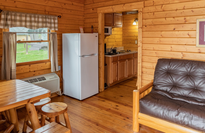 Cabin interior at Yogi Bear's Jellystone Park Clay's Resort.