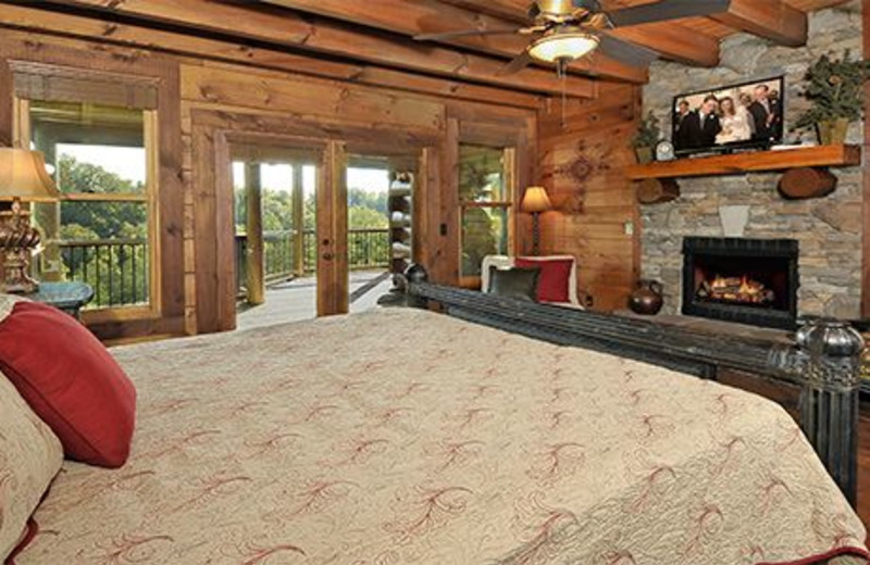 Cabin bedroom at Dollywood Cabins.