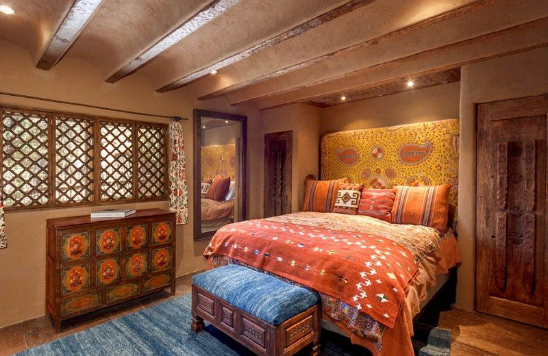 Rental bedroom at Two Casitas, Santa Fe Vacation Rentals.