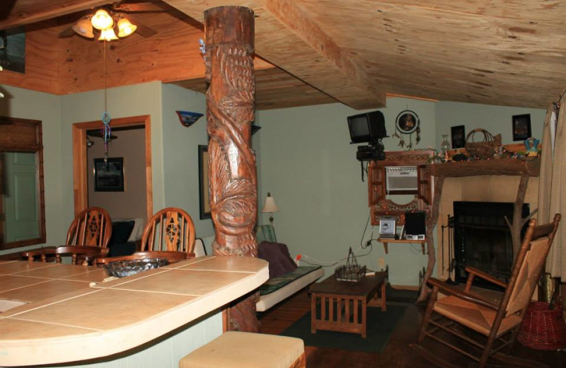 Cabin living room at Mountain Rest Cabins and Campground.