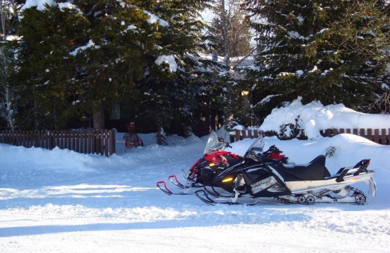 Snowmobiling at Yellowstone Wildlife Cabins.