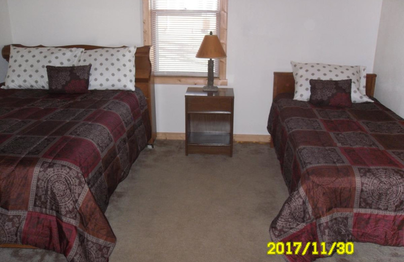 Cabin bedroom at Red School Resort.