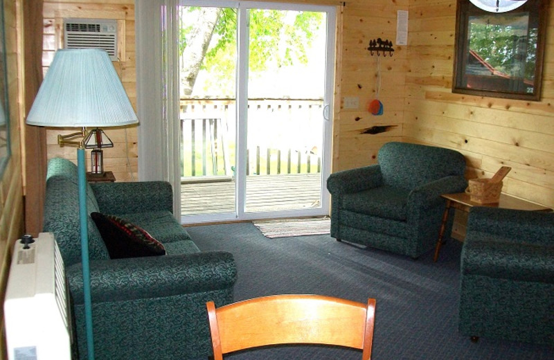 Cabin living room at Cedar Point Resort.