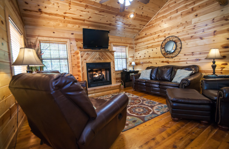 Cabin living room at Kiamichi Country Cabins.