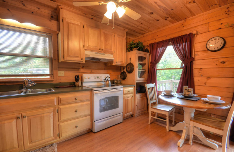 Rental kitchen at Smoky Mountain Cabins.