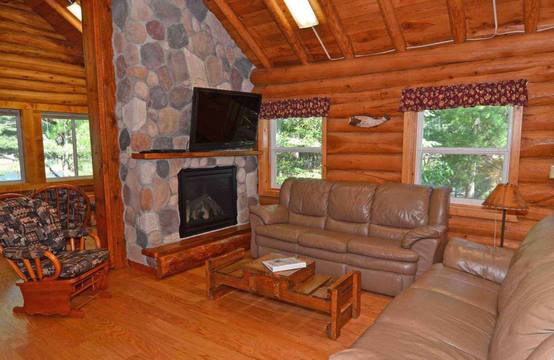 Cabin living room at Treeland Resorts.