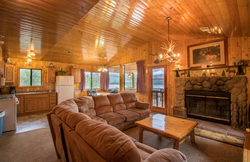 Cabin interior at Pine River Lodge.