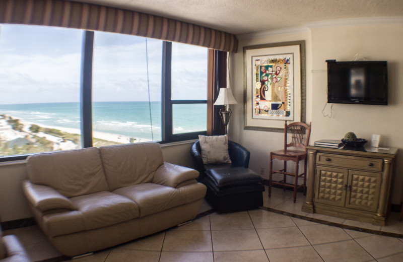 Guest living room at The Alexander All Suite Oceanfront Resort.