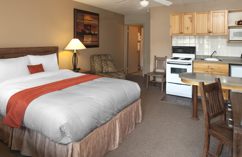 Guest room at Maligne Lodge.