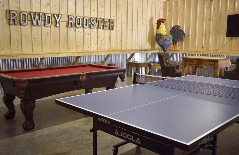 Rental recreation room at White Glove Luxury Cabins.