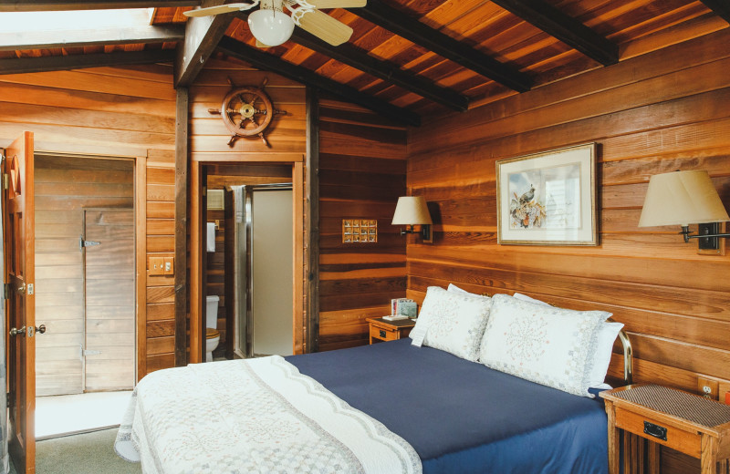 Cottage bedroom at Alegria Oceanfront Inn & Cottages.