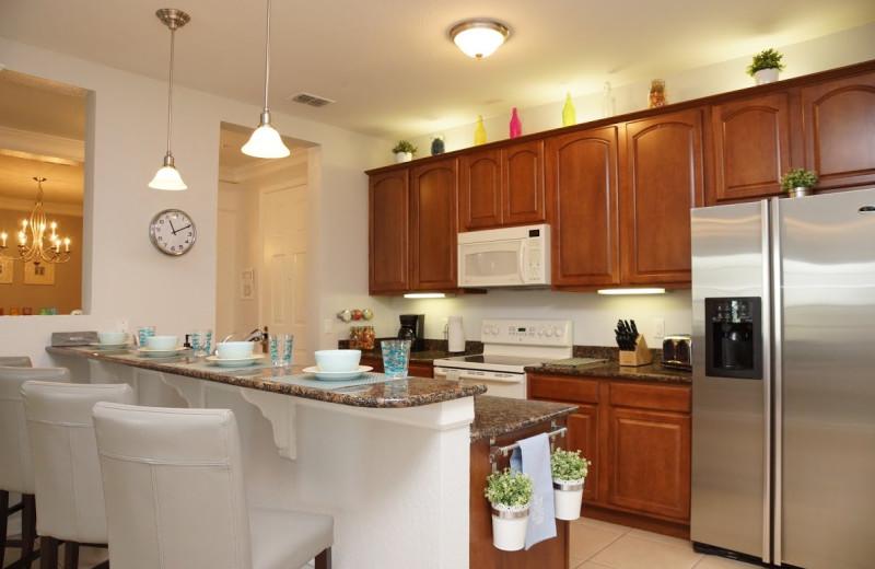 Rental kitchen at Orlando Luxury Escapes Vacation Rentals.