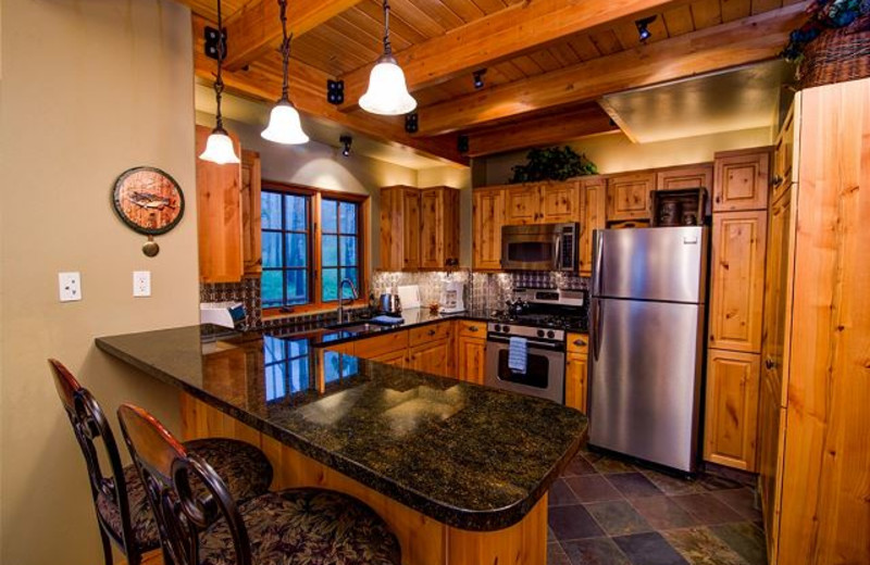 Rental kitchen at Black Diamond Vacation Rentals.