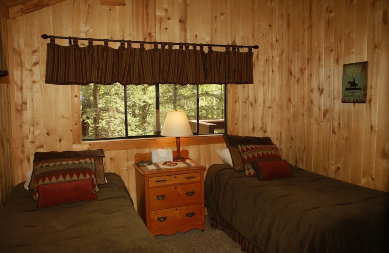 Cabin bedroom at Elk Mountain Ranch.