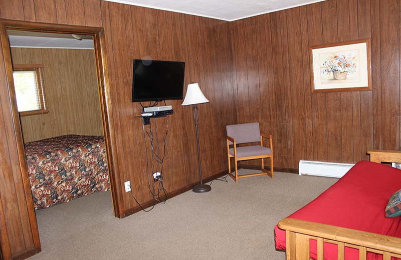 Motel living room at Popp's Resort.
