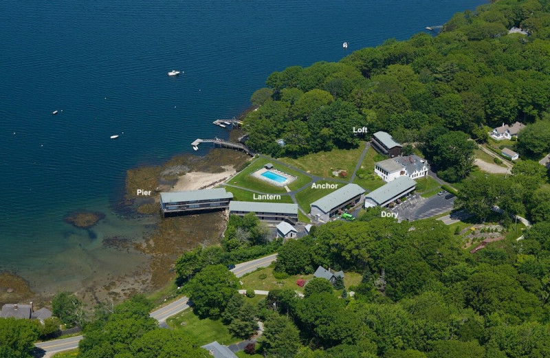 Aerial view of The Smugglers Cove Inn.