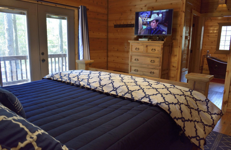 Rental bedroom at White Glove Luxury Cabins.