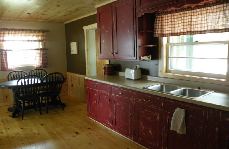 Cabin kitchen and dining area at Sams Island Cabin.