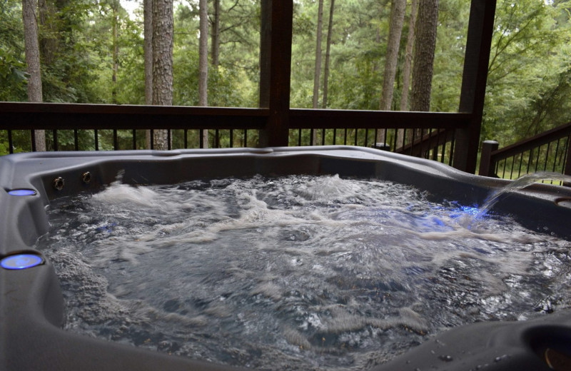 Rental hot tub at White Glove Luxury Cabins.