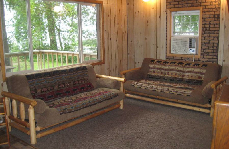 Cabin living room at HBladow Beach Resort & Campground.
