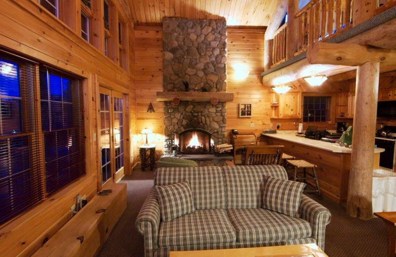 Cabin living room at Trout House Village Resort.