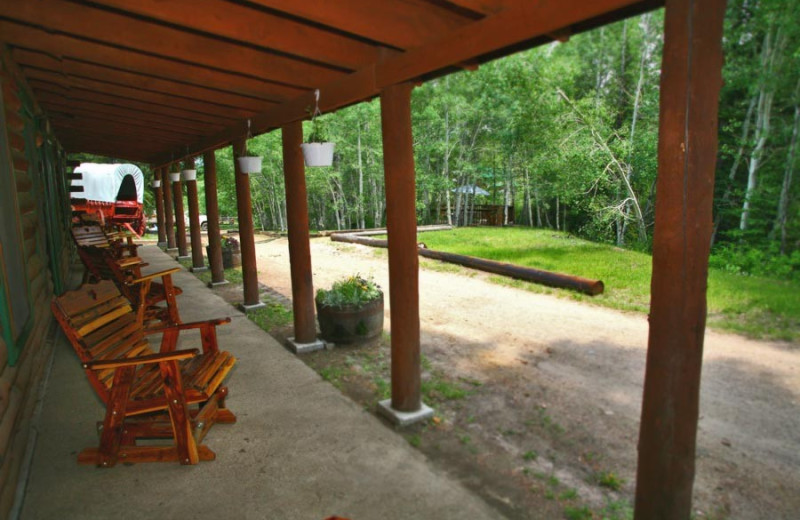 Cabin porch at Elk Mountain Ranch.