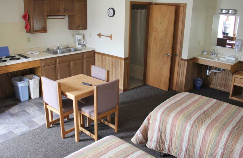 Cabin bedroom at Ballard's Resort.