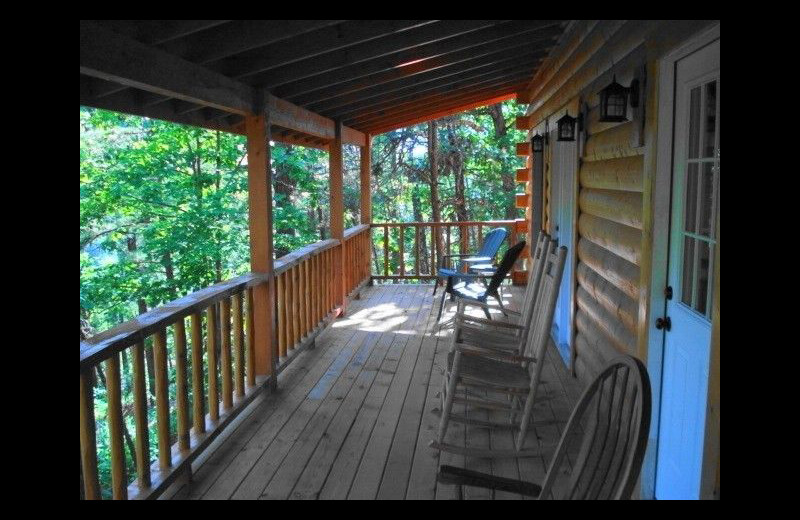 Cabin deck at Pine Ridge Log Cabins.