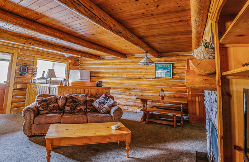 Cabin living room at Great Northern Resort.