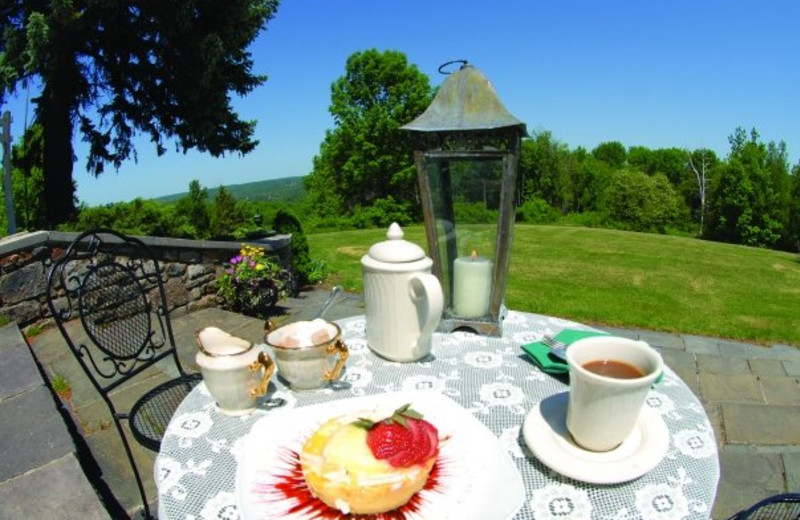 Outdoor breakfast on patio at The French Manor Inn.