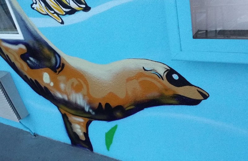 Seal mural at Aqua Breeze Inn.