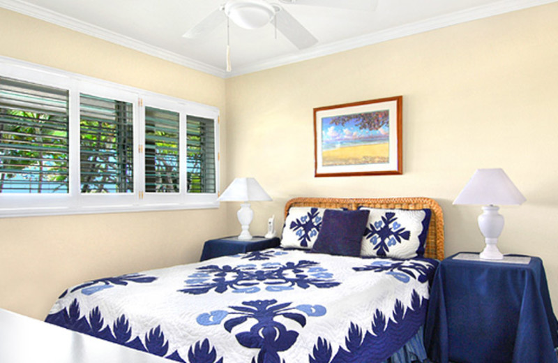 Vacation rental bedroom at Wailua Bay View Condos.