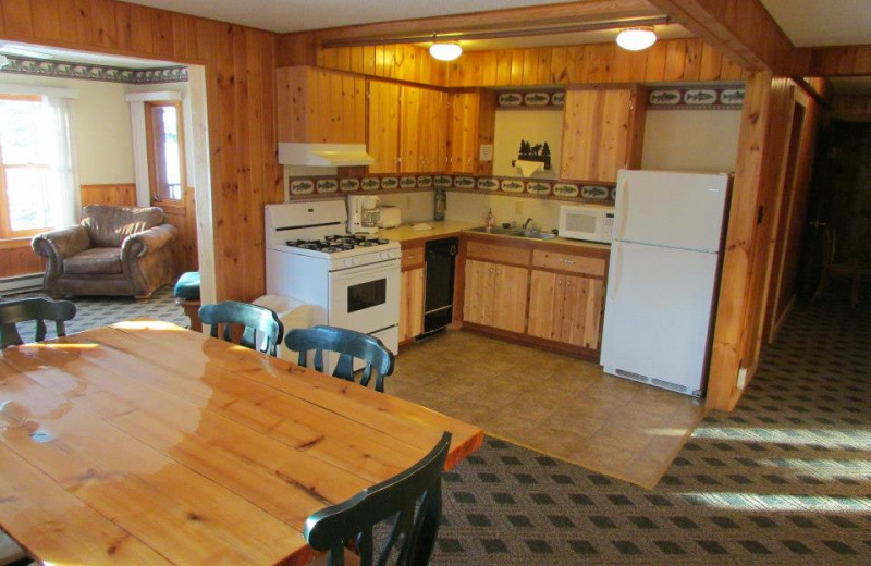 Guest kitchen and dining at Elbow Lake Lodge.