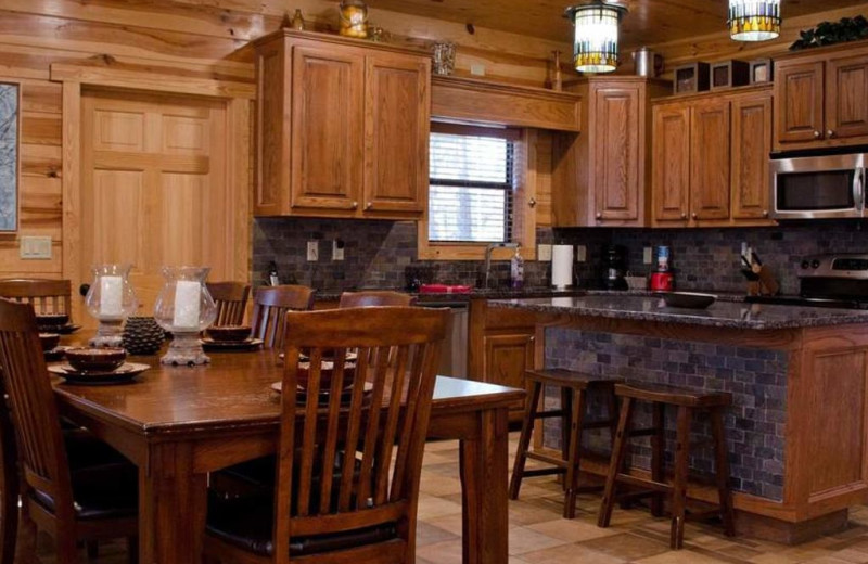 Cabin kitchen at Lake Mountain Cabins.