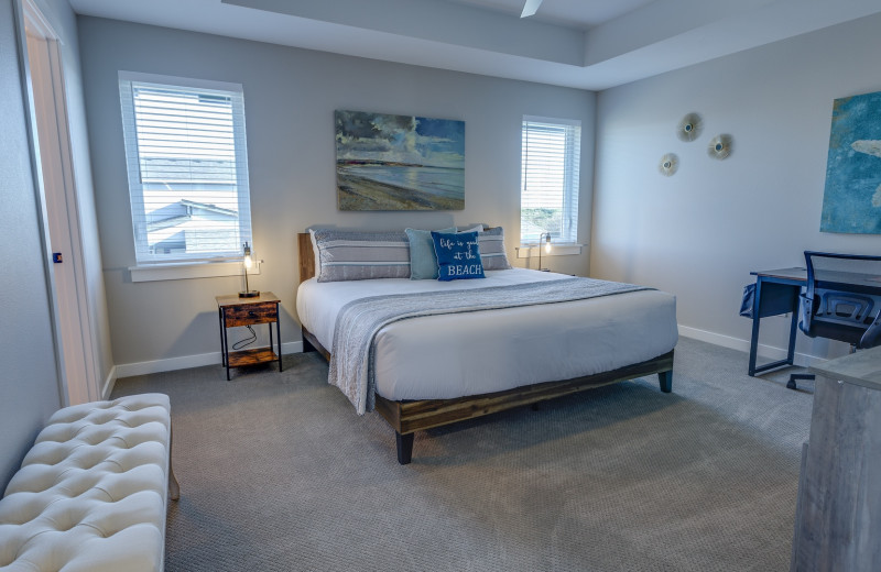 Rental bedroom at Oyhut Bay Seaside Village.