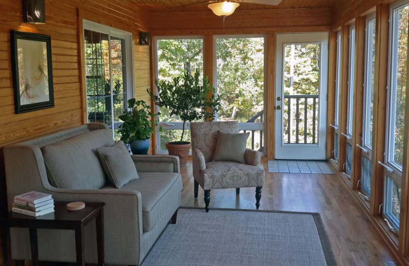 Guest porch at Beaver Lakefront Cabins.