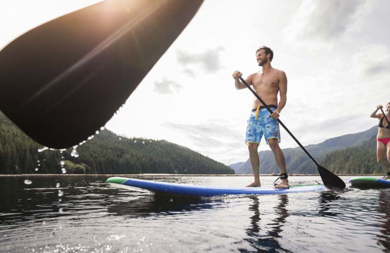 Paddle boarding at Sonora Resort and Conference Centre, Canada.