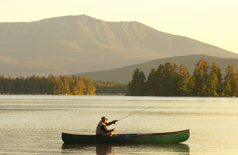 Fishing on the lake at New England Outdoor Center.