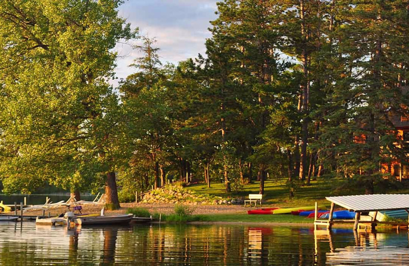 Exterior view of Breezy Point Resort on Straight Lake. 