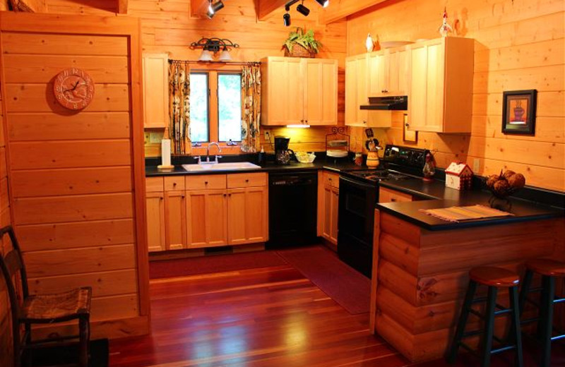 Rental kitchen at Mountain Lake Rentals.