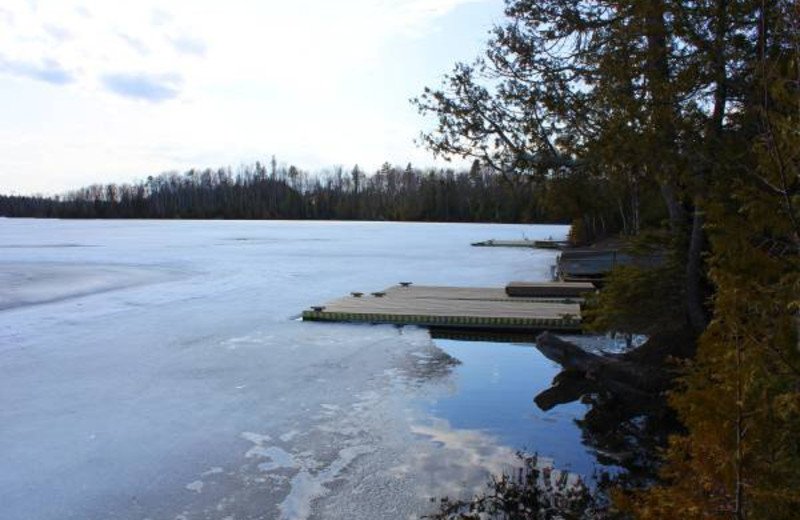 Frozen lake at Golden Eagle Lodge.