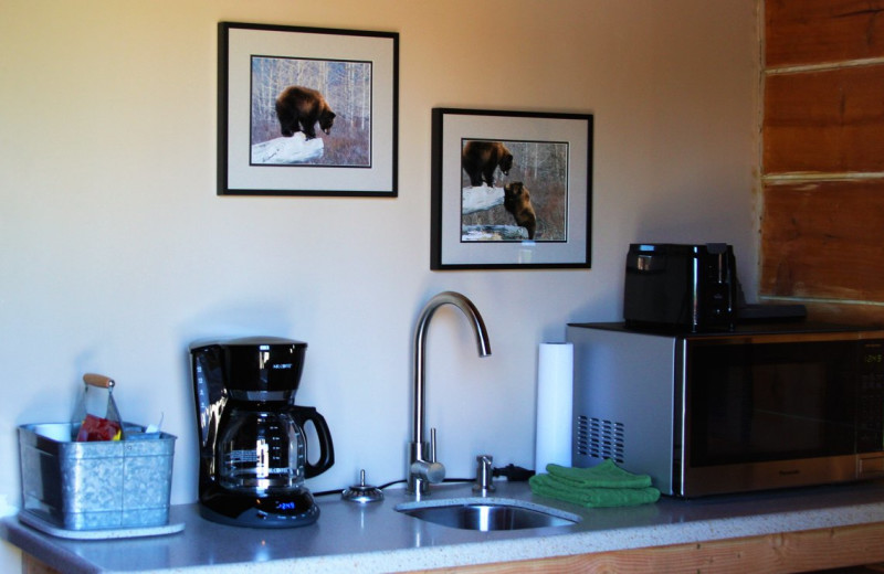 Cabin kitchen at Sleepy Bear Cabins.